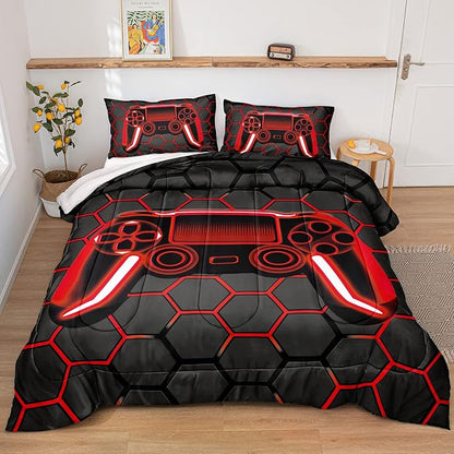 Boys Comforter Set,Gaming Bedding for Kids Teen,Game Console Comforter Set for Gamer Room Decor(comforter-Game42,Twin)