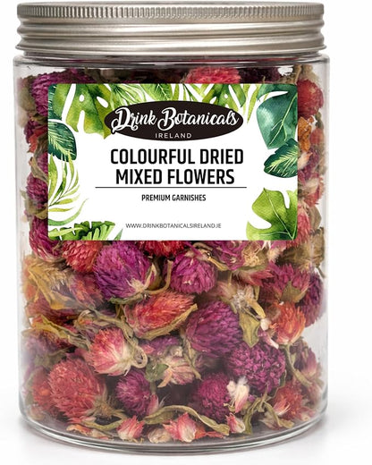 Colourful Dried Mixed Flowers | 100+ Flowers | 100% Natural | Food Grade | for Garnishing Cocktails, Tea Infusions, Cake Decorations | Flowers for Garnishing | Drink Botanicals Ireland | 55G, 1.94 OZ