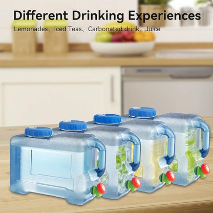 Drink Water Dispenser for Fridge - 2 Gallon Beverage Dispenser with Leak-Proof Spigot, Portable Food-grade Water Jug Container with Spout Handle for Kitchen Refrigerator Outdoor Camping Hiking, Blue