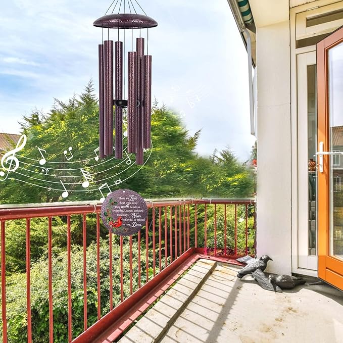 ASTARIN Personalized Cardinal Wind Chime Memorial, Customized Sympathy Wind Chimes for Loss of Loved One, in Memory of Loved Ones Lost, Bereavement Gifts Windchimes Outdoor