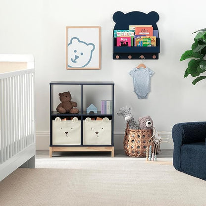 Delta Children babyGap Charlie 6-in-1 Convertible Crib + Brannan Bear Bookcase with Bins + Brannan Bear Wall Shelf with 4 Hooks, Navy (Bundle)
