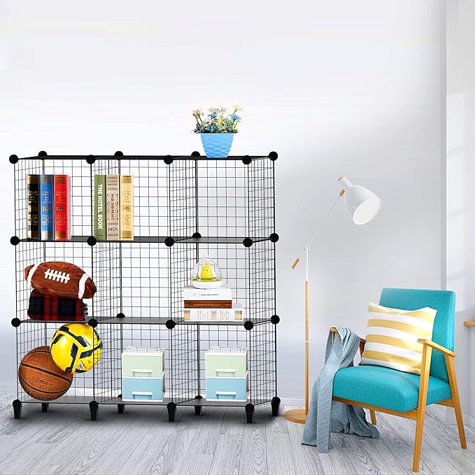 HOMIDEC Cube Storage, Storage Shelves 9 Cube Bookshelf Bookcase Closet Organizer and Storage Wire Storage Cube Multi-Use DIY Storage Cube Shelf for Books, Toys, Clothes, Tools