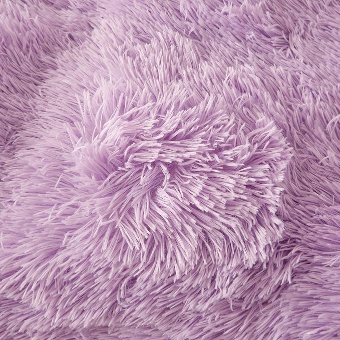 Fluffy Lilac comforters Cover twin size - Ultra Soft Plush Lilac bedding Sets 2 Pieces (1 faux fur comforter Cover + 1 fuzzy pillow case) girls shaggy Lilac twin bed set (Lilac, Twin)