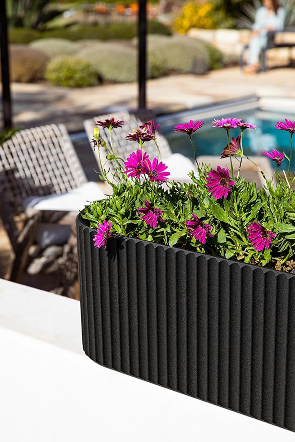 Veradek Demi Series Window Box Planter - Long Planter Box for Windowsill/Balcony | Durable Plastic-Stone Composite Material | Modern Décor for Flowers/Herbs