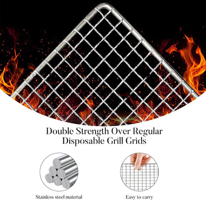 10 PCS Disposable Grill grates，Grill mesh 11.8×15.7 inch，Disposable Grill Topper for Outdoor BBQ Parties，Grill net can Withstand high temperatures