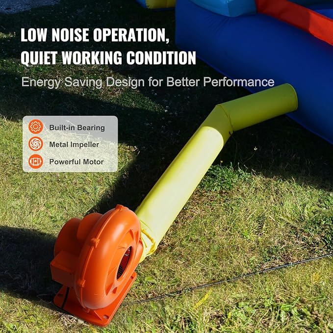 VEVOR Air Blower, 2-Speed Inflatable Blower, 1HP and 1.2HP, Portable and Powerful Bounce House Blower, Commercial Bouncy Castle Electric Blower, Used for Inflatable Bouncy Castle and Jump Slides