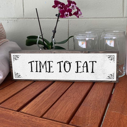 Kitchen Wood Signs (Medium - Wood And Metal, Time To Eat)