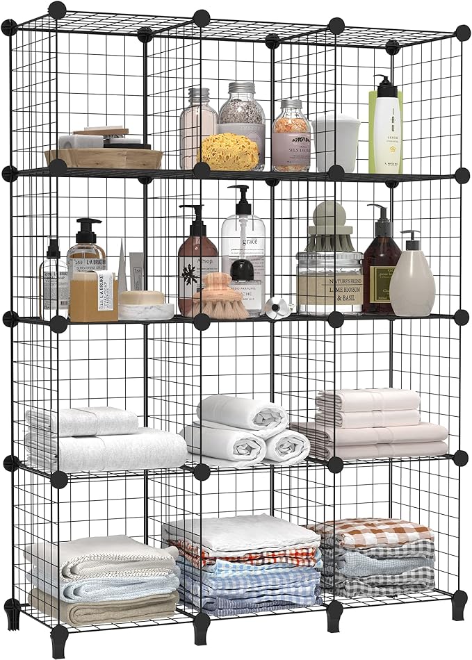 HOMIDEC Closet Organizers and Storage, 12 Storage Cubes, Wire Cube Storage DIY Room Storage Shelf for Garment Racks, Closet, Wardrobe