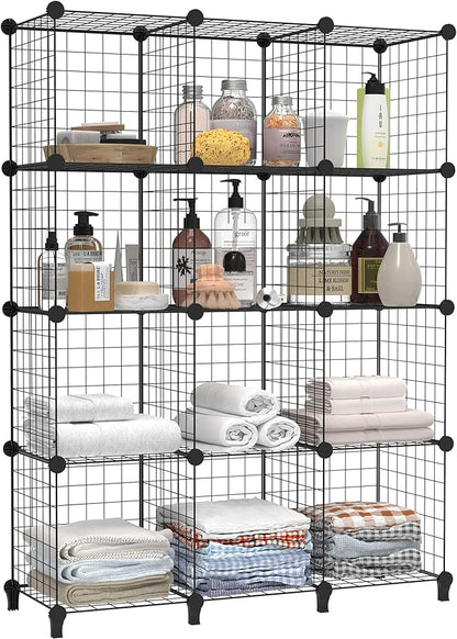 HOMIDEC Closet Organizers and Storage, 12 Storage Cubes, Wire Cube Storage DIY Room Storage Shelf for Garment Racks, Closet, Wardrobe