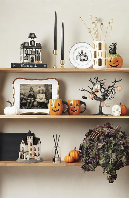 Lenox Haunted Halloween Covered Candy Jar, Porcelain Jar with Lid, 26oz Storage, Black Cat on Pumpkin, Jar for Sweets, Pumpkin Decor, Halloween Kitchen Decor, Halloween Cookie Jar, 5x7.25 inches