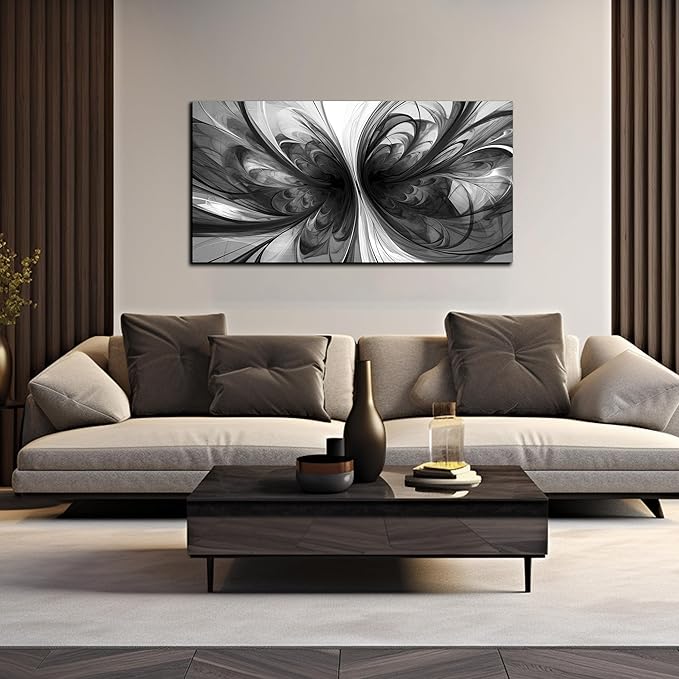 Abstract Wall Art for Living Room Black and White Pictures Wall Art Bedroom,Home Office Wall Decor 20 x 40 Inch