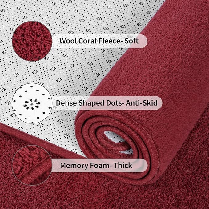 Area Rugs for Bedroom Living Room, 5x8 Rose Red Super Soft Comfy Thickened Memory-Foam Indoor Carpets, Modern Aesthetic Minimalist Carpet for Boys Girls Adults Apartment Nursery Home Décor