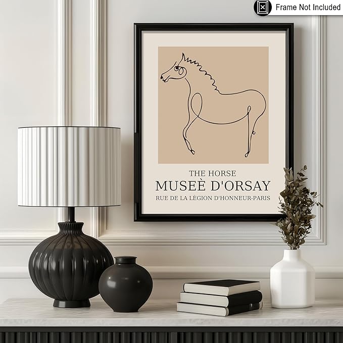 Poster Master Vintage Poster - Retro Horse Print - Line Drawing Art - Sketch Art - Gift for Boys, Girls & Animal Lover - Minimal Wall Decor for Kid's Room or Nursery - 8x10 UNFRAMED Wall Art