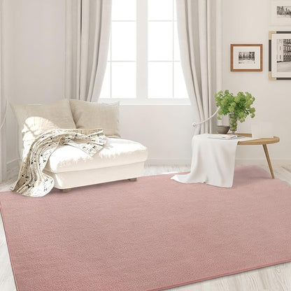 Area Rugs for Bedroom Living Room, 4x6 Pink Super Soft Comfy Thickened Memory-Foam Indoor Carpets, Modern Aesthetic Minimalist Carpet for Boys Girls Adults Apartment Nursery Home Décor