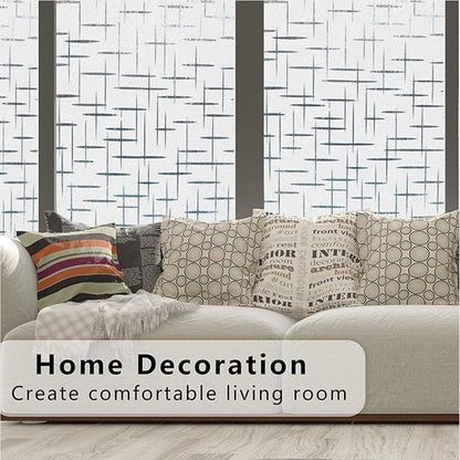 Finnez Frosted Window Film Non-Adhesive, Frosting Privacy Film for Glass Windows, Self Static-Cling Decorative Window Cling for Home Office UV Protection Cross Pattern, 23.6 x 118.1 inches