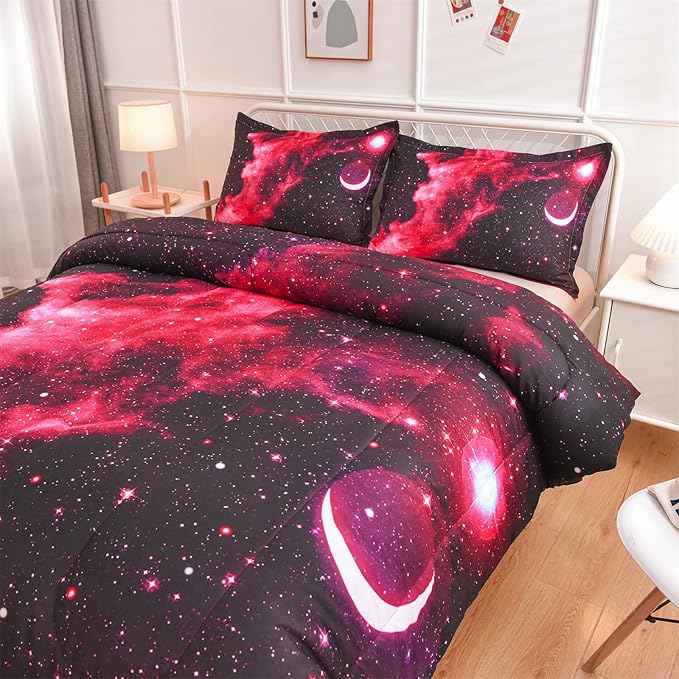 A Nice Night 3D Galaxy Blanket Comforter Bedding Sets Home Textile with Comforter Pillowcase, Full Size