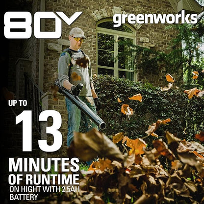 Greenworks 80V (180 MPH / 610 CFM / 75+ Compatible Tools) Cordless Brushless Backpack Blower, Tool Only
