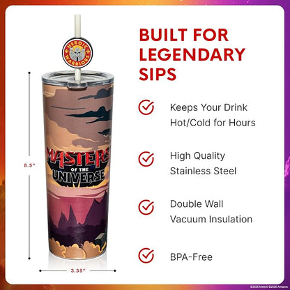 Dragon Glassware x Masters of the Universe Tumbler, 24oz - Castle Grayskull | Vacuum Insulated Stainless Steel Tumbler with Straw & Lid; With Straw Topper; Official Masters of the Universe 2026 Movie Cup