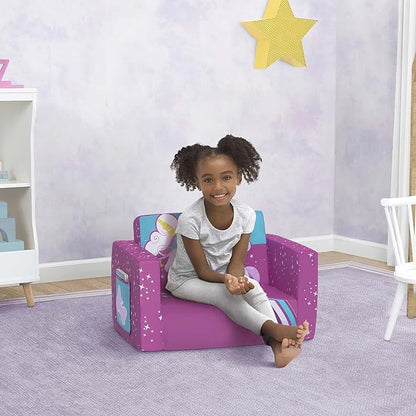 Delta Children Unicorn Cozee Flip-Out Chair For Relaxing - 2-in-1 Convertible Lightweight,Portable Chair to Lounger for Toddlers & Kids