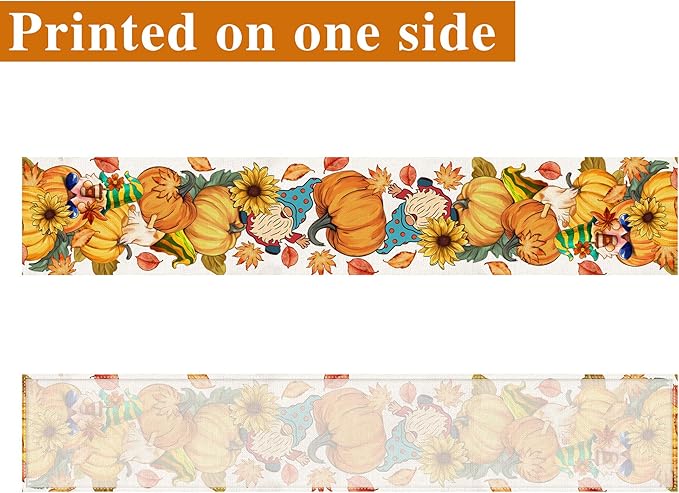 Fall Table Runner 108 Inches Long Autumn Table Runner Pumpkins Maple Leaves Gnome Fall Theme Decor for Kitchen Dining Table Home Party Decorations