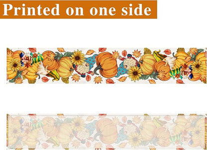 Fall Table Runner 108 Inches Long Autumn Table Runner Pumpkins Maple Leaves Gnome Fall Theme Decor for Kitchen Dining Table Home Party Decorations
