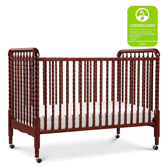 DaVinci Jenny Lind 3-in-1 Convertible Crib in Rich Cherry, Removable Wheels, Greenguard Gold Certified