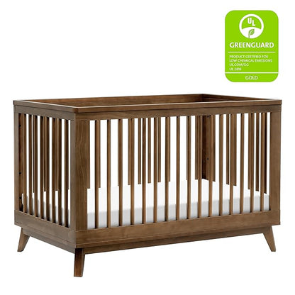 Babyletto Scoot 3-in-1 Convertible Crib with Toddler Bed Conversion Kit in Natural Walnut, Greenguard Gold Certified