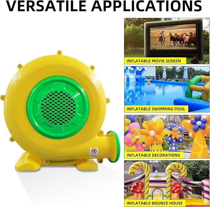 1100Watt/1.5HP High Power Air Blower for Large Inflatables, GONFLABLE Inflatable Bounce House Blower, Portable Fan Pump Blower Corded Commercial for Bouncy Castle, Jumper, Water Slide