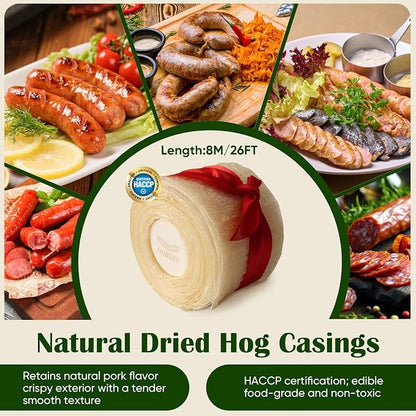 Edible Drying Natural Sausage Casing, Sausage Casings for Flavorous Homemade Sausages Ham,Breakfast Sausage,Italian Sausage,Knoblewurst,Pepperoni,Bologna Sausage and Most Sausage-8m/26ft,Φ36mm