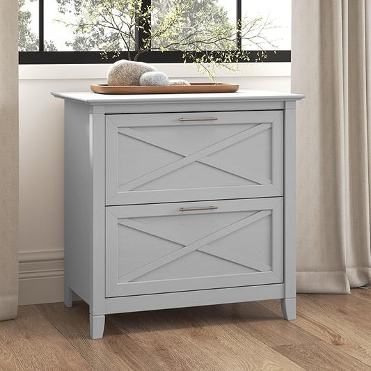 Bush Furniture Key West 2 Drawer Lateral File Cabinet in Cape Cod Gray | Document Storage for Home Office | Accent Chest with Drawers
