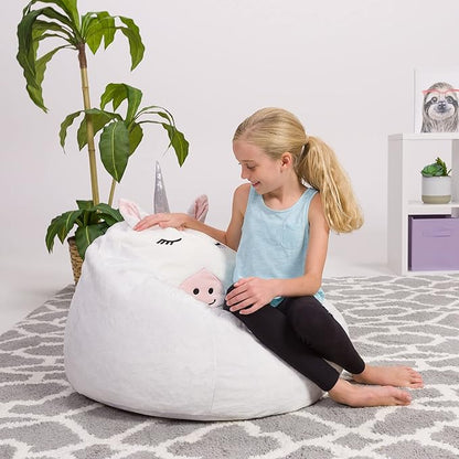 Posh Creations Cute Soft and Comfy Bean Bag Chair for Kids, Animal - Dinosaur T-rex