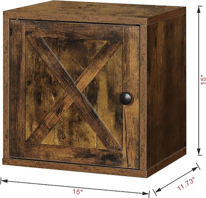 Magic DIY Cube Storage Organizer Stackable Cubes for Home Books Clothes Toy -Modular Cubby Storage System -Closet Organizer -Bookcase Closet (Antique brown, Door Cube)