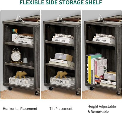 YITAHOME 3 Drawer File Cabinet with Charging Station, Home Office Furniture, Grey