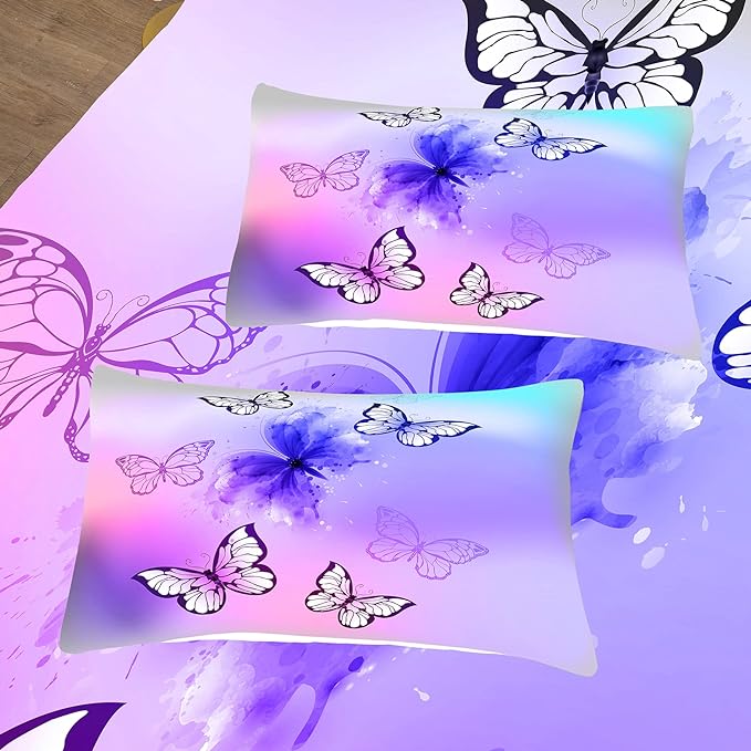 Tailor Shop Twin Bedding Sets for Girls,Pink Butterfly Comforter Set Butterfly Bedding Sets for Kids Teens,Tie Dye Butterflies Bed Set,with 1 Comforter and 2 Matching Pillowcase…