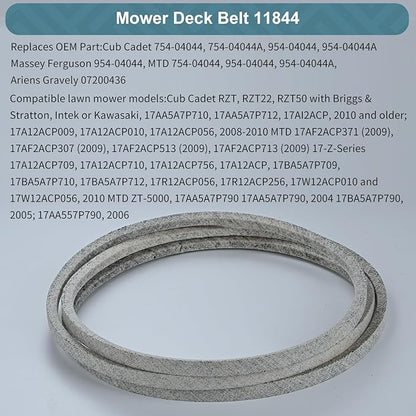 1/2 x 133'' Kevlar Mower Deck Belt for MTD 754-04044, 954-04044, 754-04044A, 954-04044A, for Cub Cadet RZT 50 Z Force S 48 Troy Bilt Mustang 50 (754-04044)