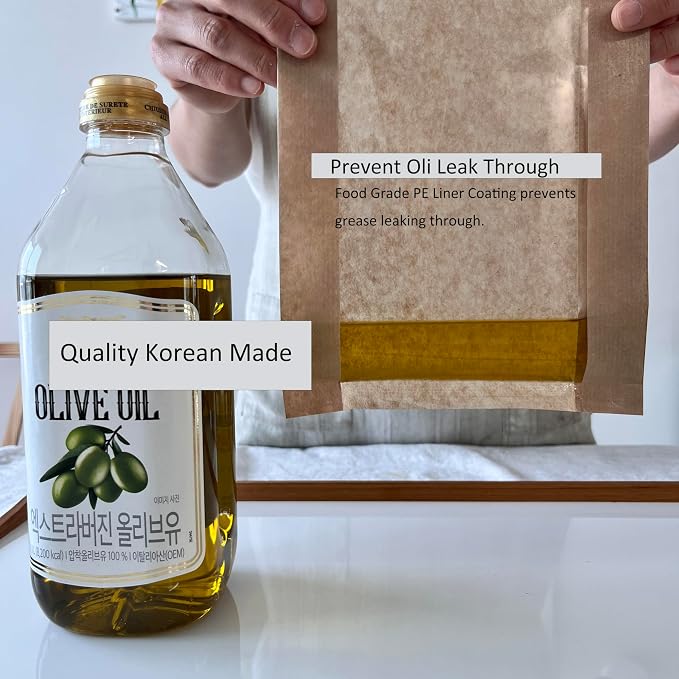 100 Pcs cozymomdeco Korean Made Bakery Bags with Window, Paper Sandwich Bags, Donut To Go, Bakery for Treat, Snack, Cookie Packaging Pastry Bags (Brown) (Large)