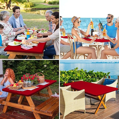 homing Rectangle Table Cloth Cover, Waterproof Polyester Elastic Fitted Tablecloth, Fits for 6 Foot Folding Tables, Washable Table Protector for Christmas, Holiday, Party (Red, 36" x 72")