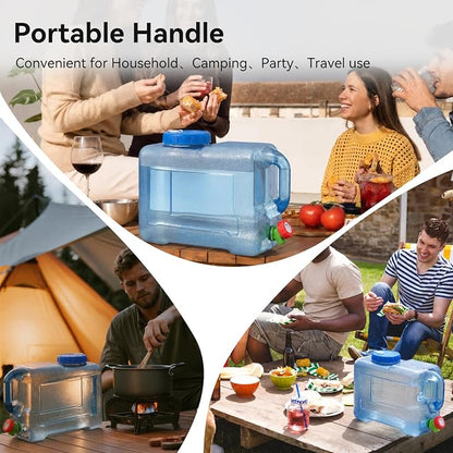 Drink Water Dispenser for Fridge - 2 Gallon Beverage Dispenser with Leak-Proof Spigot, Portable Food-grade Water Jug Container with Spout Handle for Kitchen Refrigerator Outdoor Camping Hiking, Blue