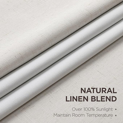 Joydeco Pinch Pleated Linen Curtains Darkening Drapes for Bedroom, 100% Blackout Drapes 96 inches Long 2 Panels Heat Blocking Curtains(Ivory,40'' Wx96'' L)