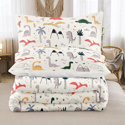 NINENINE Dinosaur Comforter Sets for Girls,Queen Size Bedding Sets for Girls Kids,Dinosaur Bedding Sets Cute Bed Sets with 1 Comforter 2 Pillowcases