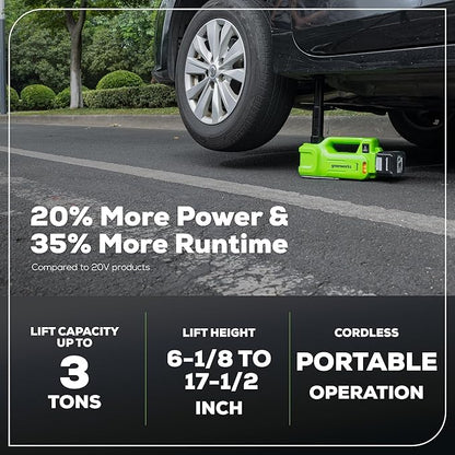 Greenworks 48V (2x24V) Cordless Yard Tool Combo - 21" Self - Propelled Lawn Mower, 12" Trimmer, Blower + 24V Cordless Battery Car Jack