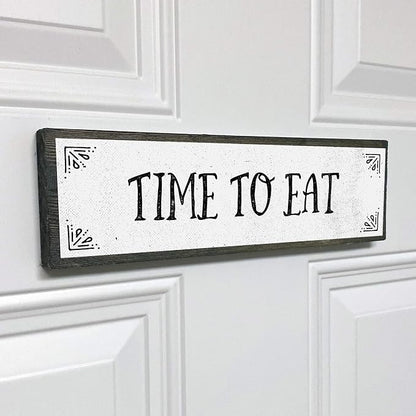 Kitchen Wood Signs (Medium - Wood And Metal, Time To Eat)