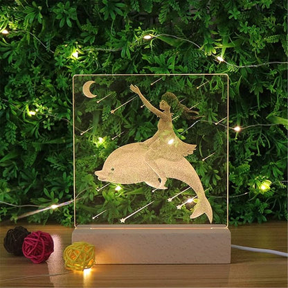 2Pack 6 inch Wood Rectangle Display Pedestal,Wooden Rectangle Led Lights Display Base for Acrylic and Plexiglass,Wood Night LED Light Lamp Base