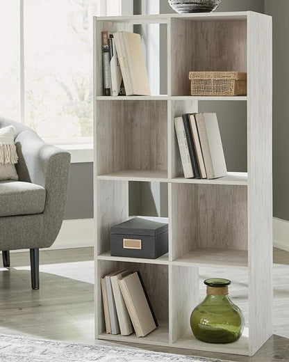 Signature Design by Ashley Paxberry Coastal 8 Cube Storage Organizer or Bookcase, Whitewash