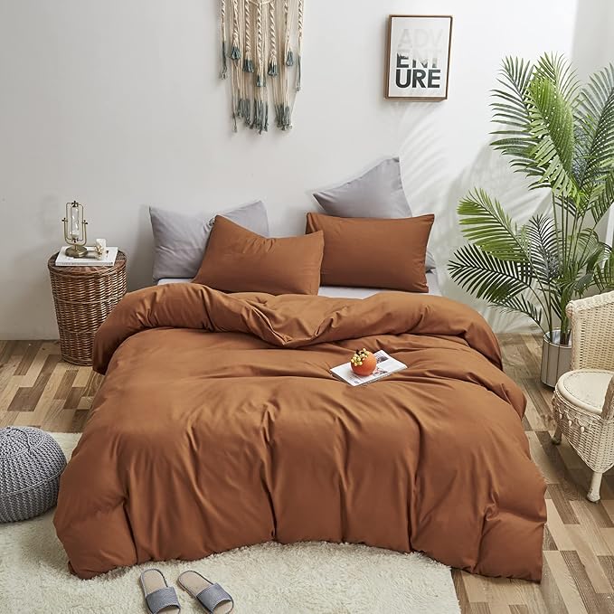 Comforter Set, Pumpkin Color, Bedding Set for Women Girls, Full 3 PCS, Breathable Soft Bedroom Collection