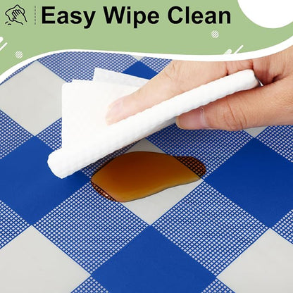 6 Packs Buffalo Disposable Table Cloth, 54 x 108 Inch Waterproof Plastic Tablecloth, Rectangle Blue and White Checkered Table Covers for Picnic, Birthday, Party, Back to School