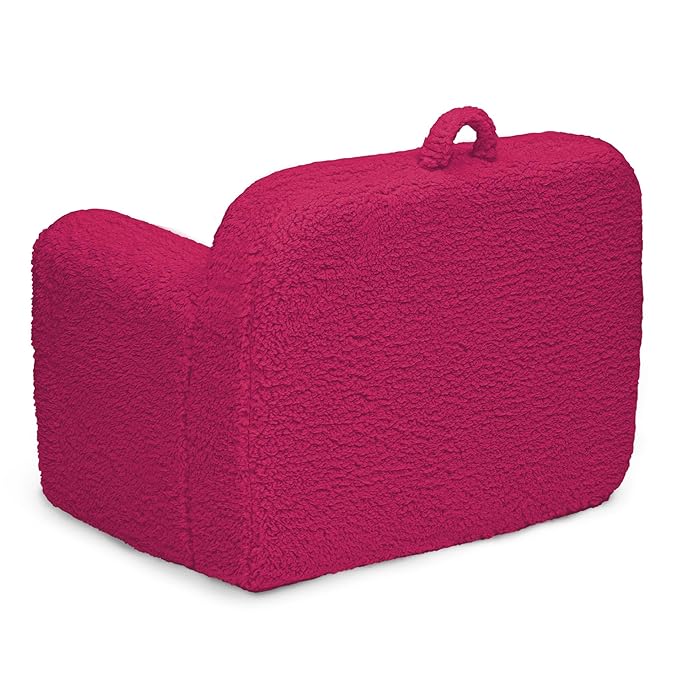 Delta Children Personalized Sherpa Cozee Chair - Customize with Name – Foam Kids Chair for Ages 18 Months and Up, Hot Pink