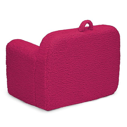 Delta Children Personalized Sherpa Cozee Chair - Customize with Name – Foam Kids Chair for Ages 18 Months and Up, Hot Pink