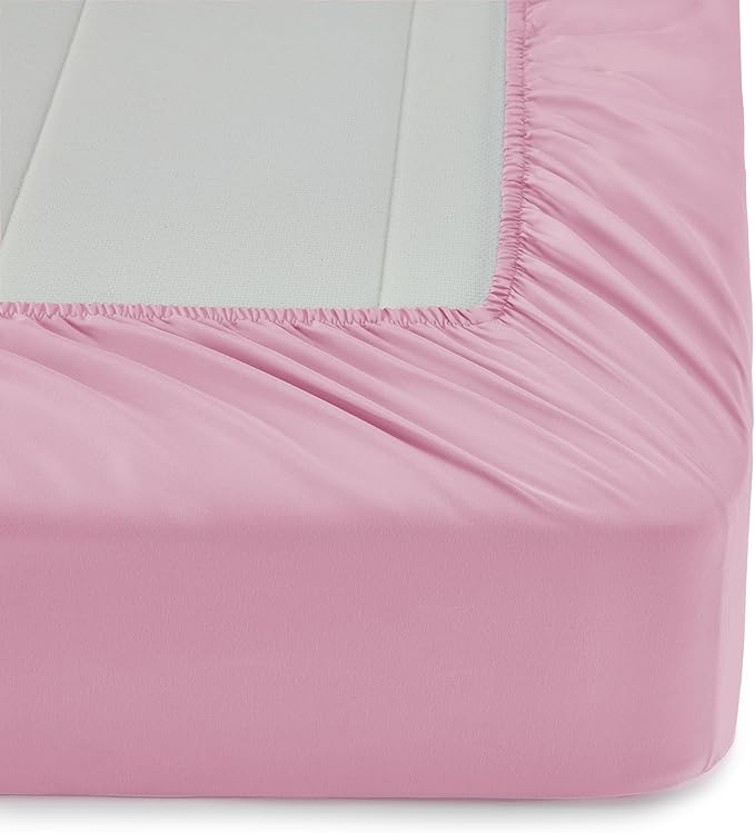 Amazon Basics 2 Piece Microfiber Kid's Bed-in-a-Bag Bedding Set, Toddler, Pink, Solid
