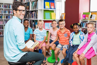 Studico ActiveChairs Adjustable Wobble Chair, Flexible Classroom Seating improves Focus, Posture & Helps ADHD/ADD. Classroom Stools, Active Wobble Chairs, Adjusts from 16.65" to 23.75" Ages 13-18 Blue
